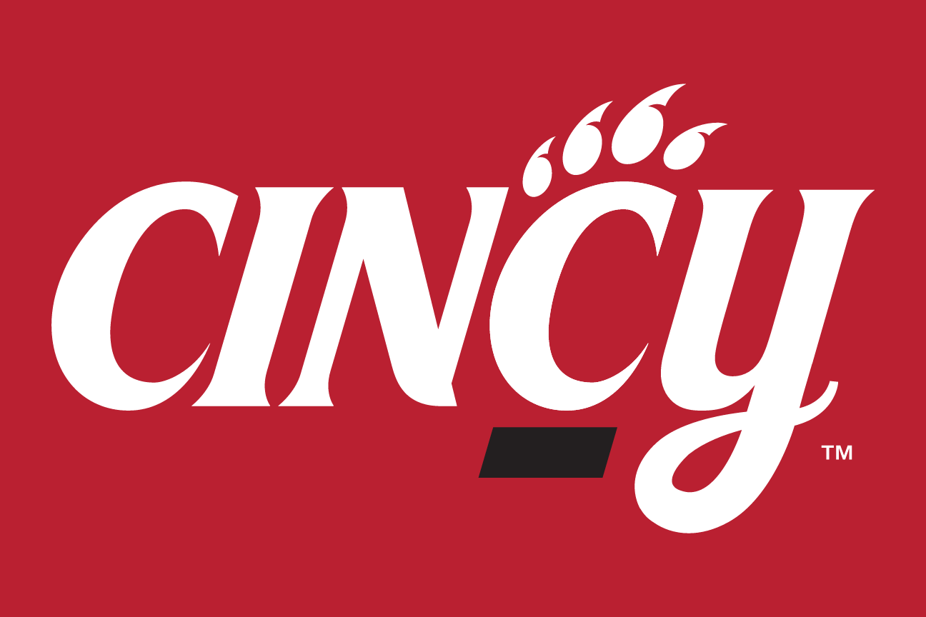 Cincy wordmark, white/red on red variant, cell 24