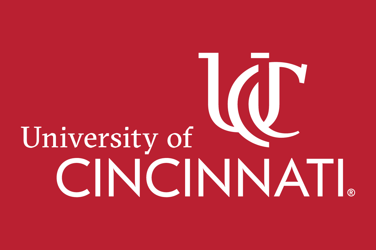 University of Cincinnati lockup, white/red on red variant, cell 27