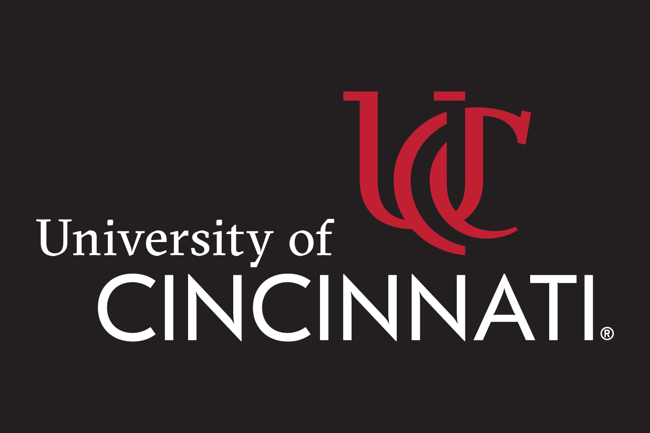 University of Cincinnati lockup, white on black variant, cell 29