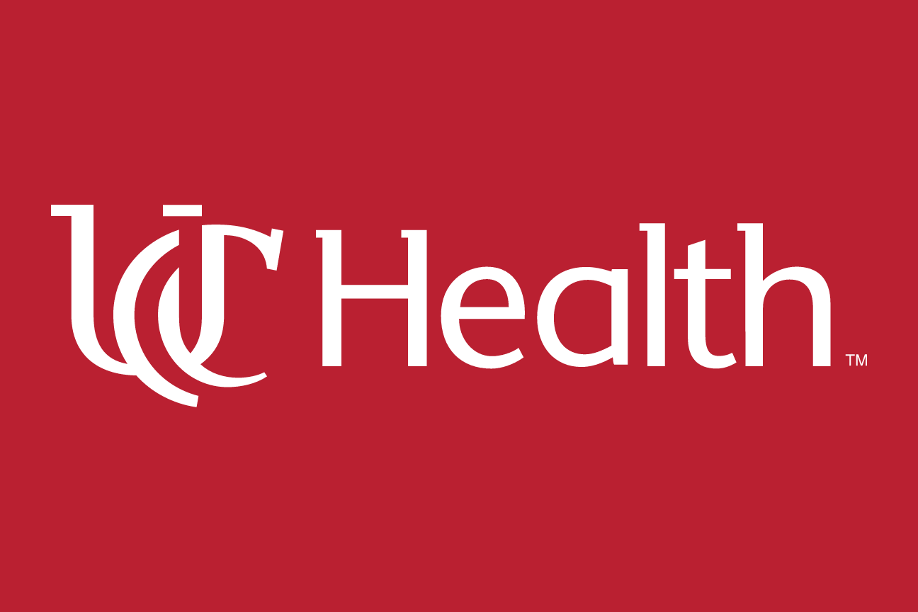 UC Health logo, white on red variant, cell 38