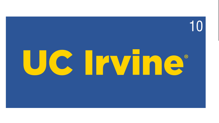 UC Irvine wordmark, yellow on blue variant, cell 10