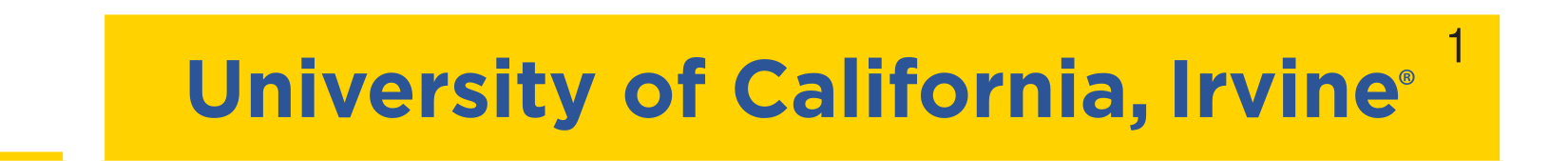 University of California, Irvine wordmark, blue on yellow variant, cell 14