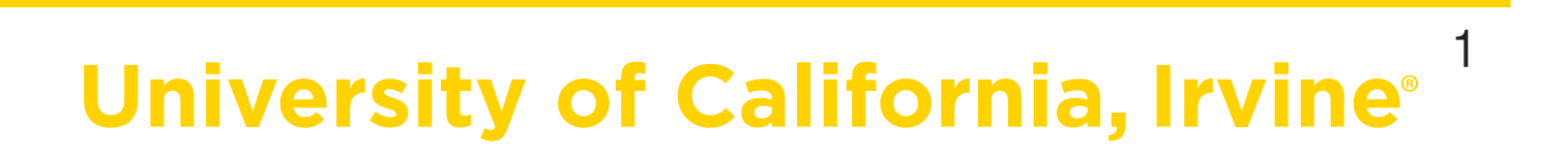 University of California, Irvine wordmark, yellow variant, cell 15
