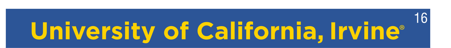 University of California, Irvine wordmark, yellow on blue variant, cell 16