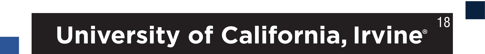 University of California, Irvine wordmark, white on black variant, cell 18