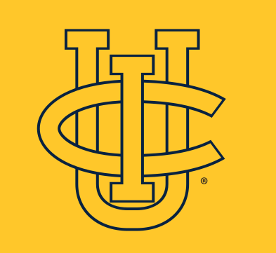 UCI monogram, gold outline on gold variant, cell 45