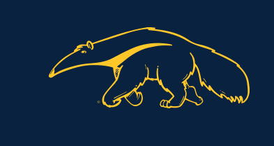 anteater mascot, gold on blue variant, cell 62