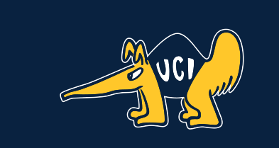 anteater mascot with UCI, gold on blue variant, cell 72