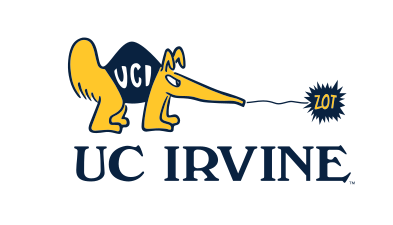 anteater mascot with UCI IRVINE, blue and gold variant, cell 75