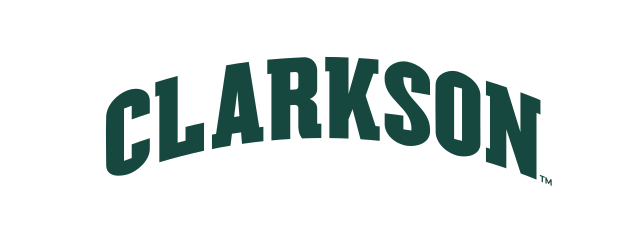 Clarkson wordmark, black, arched variant, cell 18