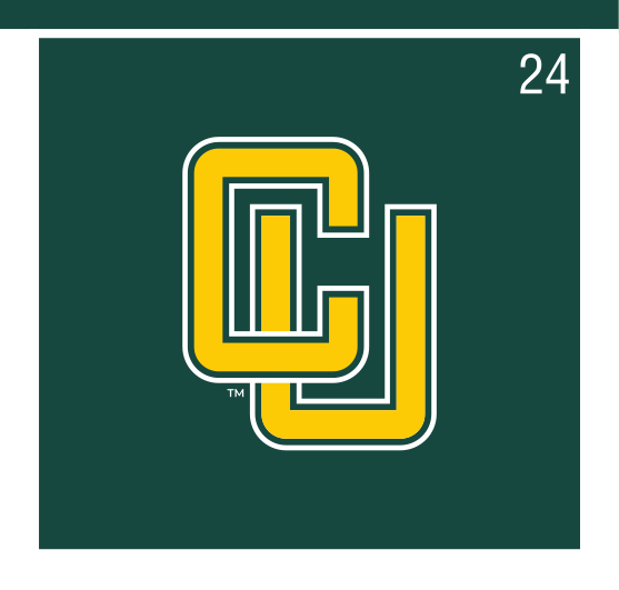 CU lettermark, full color on green variant, cell 24