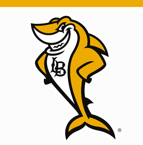 Shark mascot with LB lettermark, full color variant, cell 24