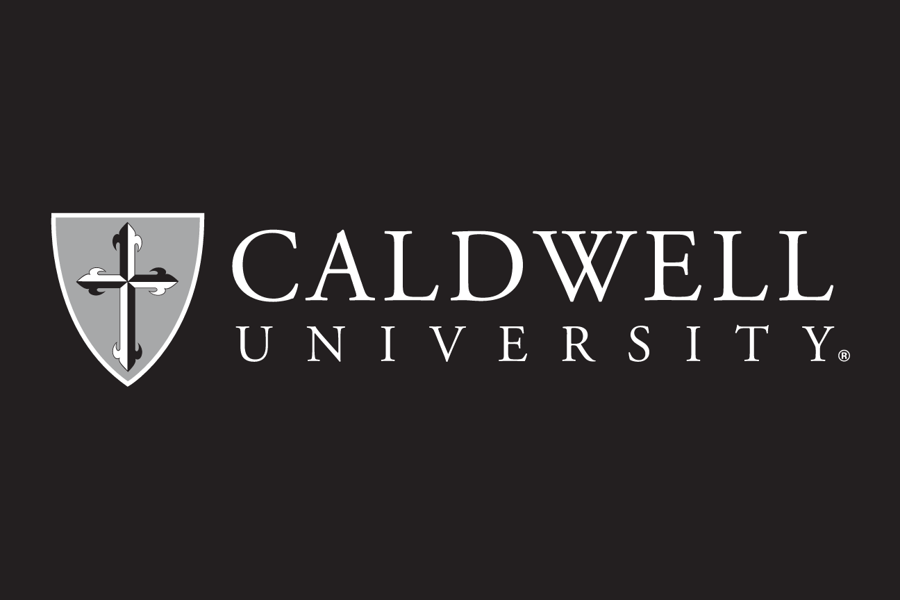 Caldwell University institutional lockup, gold and gray reverse variant, cell 4