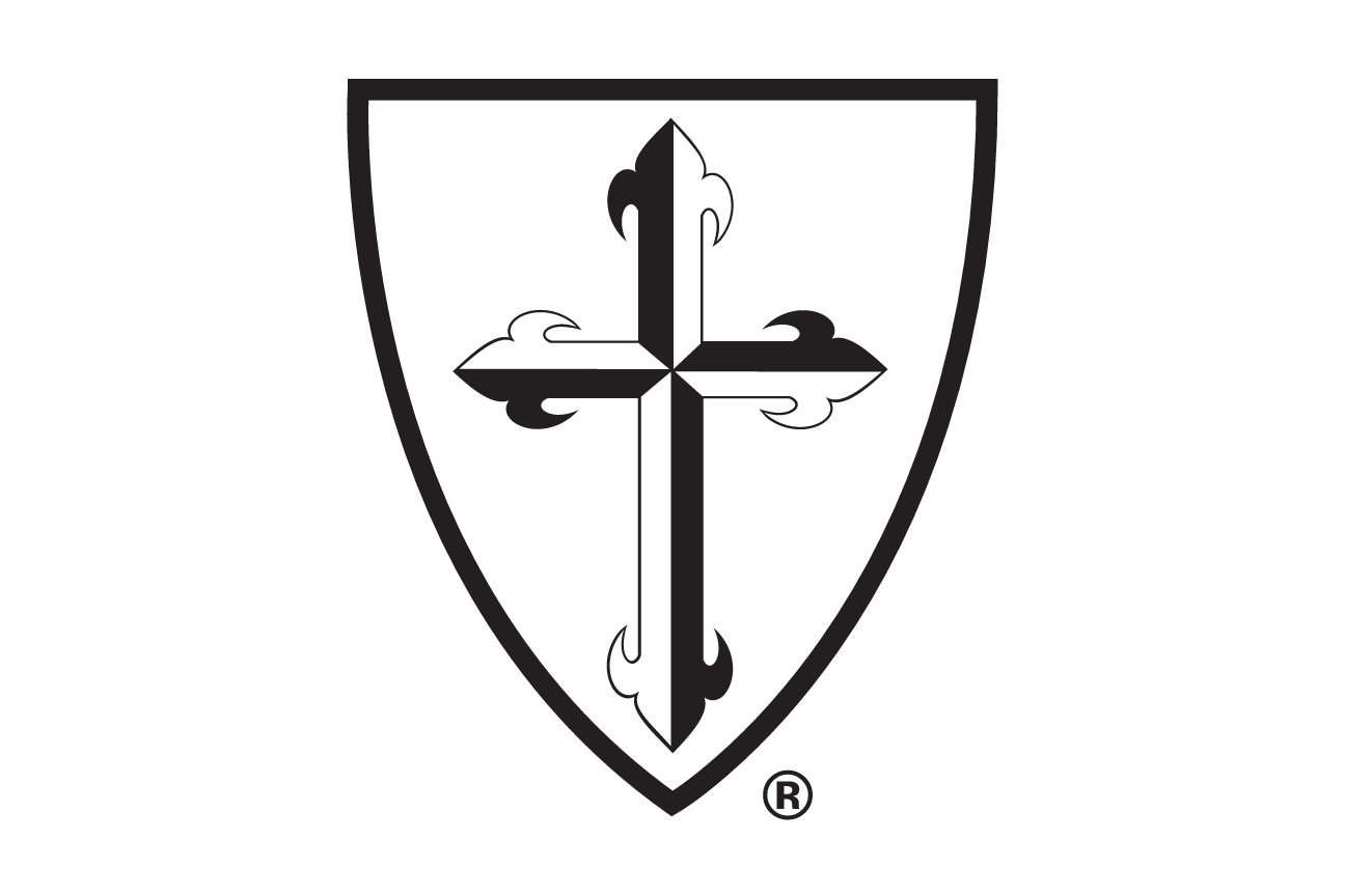 Caldwell University institutional shield, gold and gray variant, cell 8