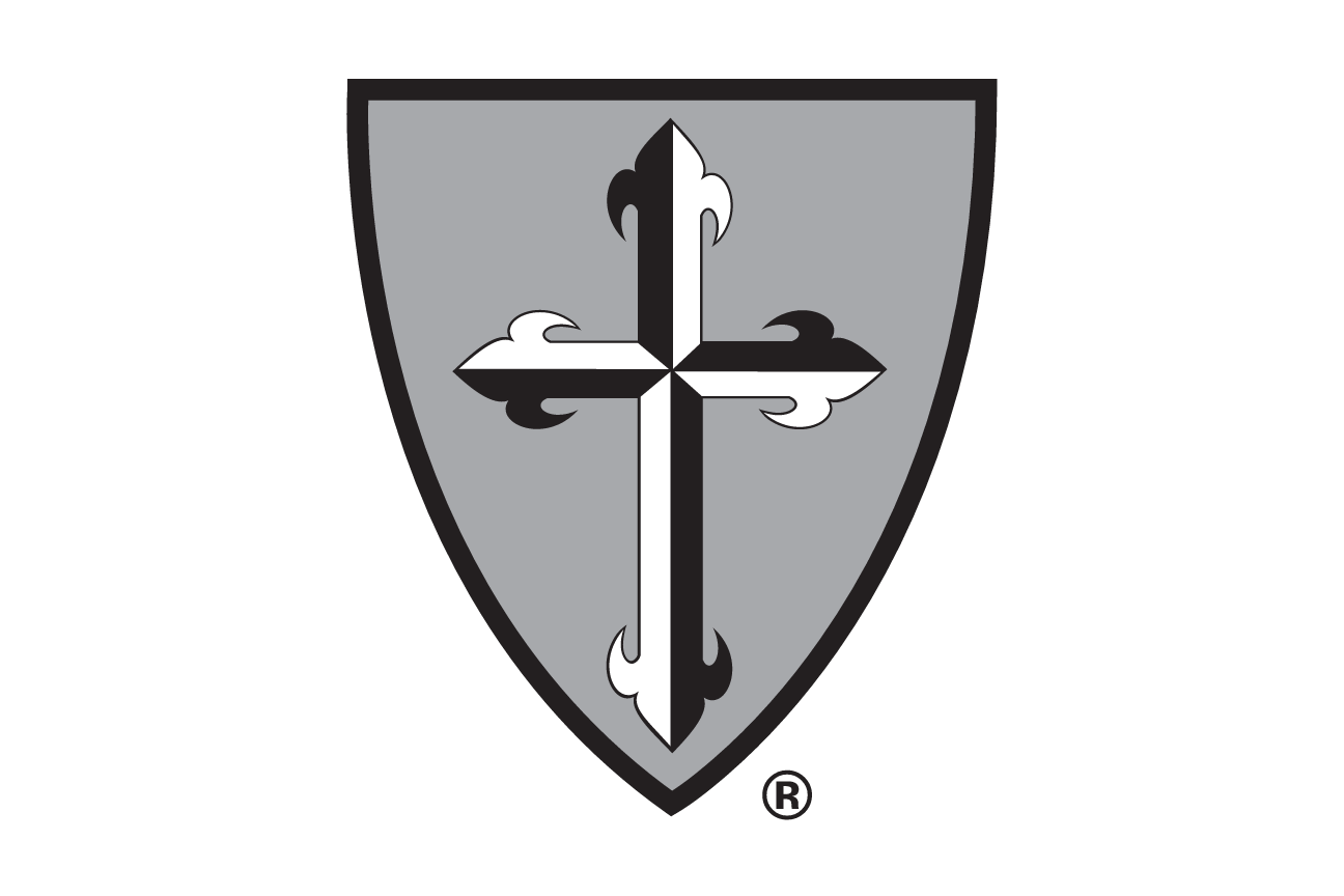 Caldwell University institutional shield, gold and gray reverse variant, cell 9