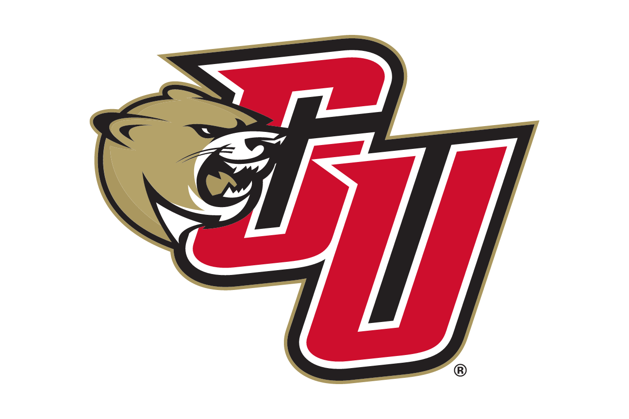CU lettermark with cougar head, red/black with drop shadow, head left variant, cell 66