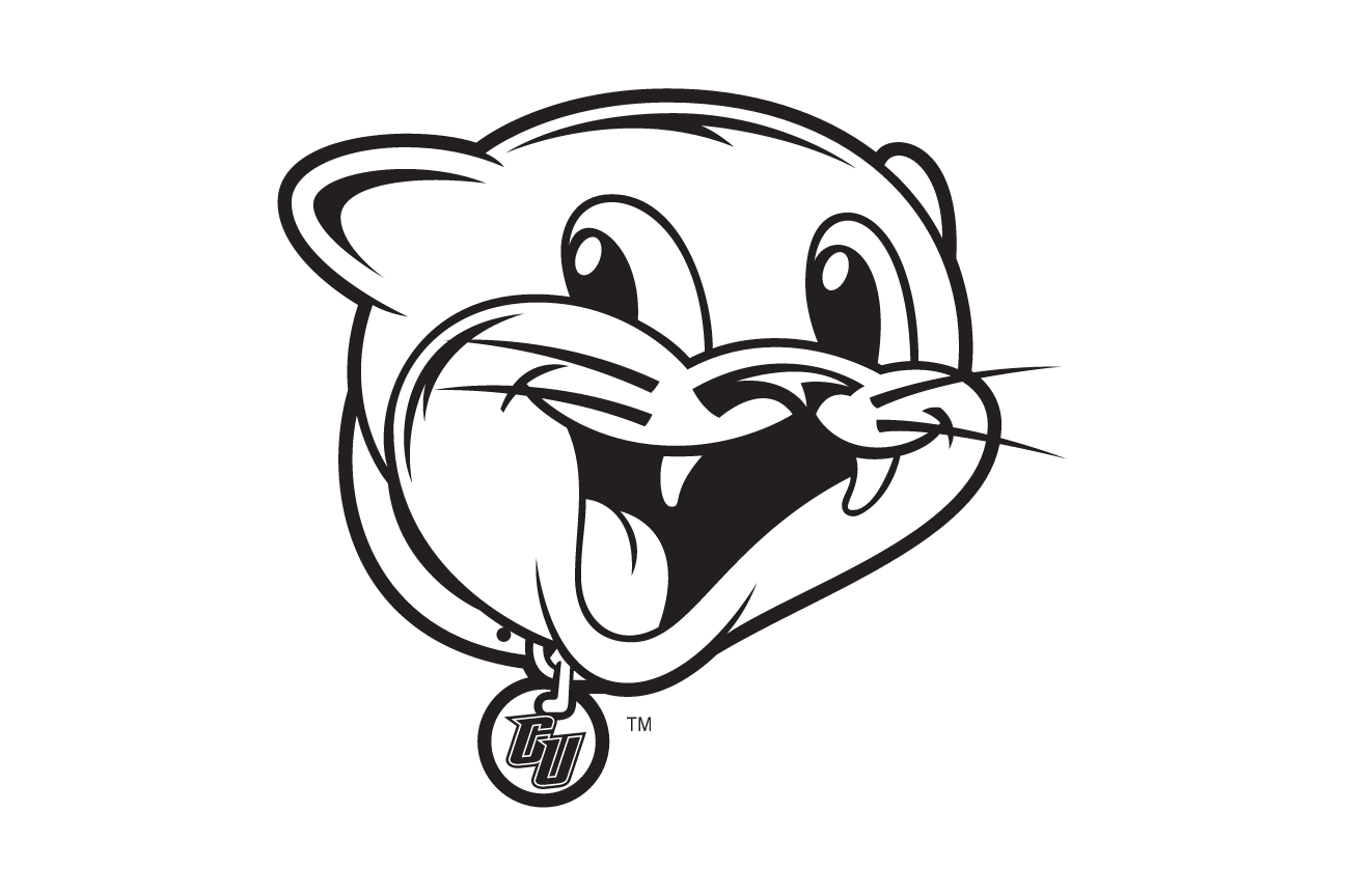 youth cougar mascot head, black/white variant, cell 90