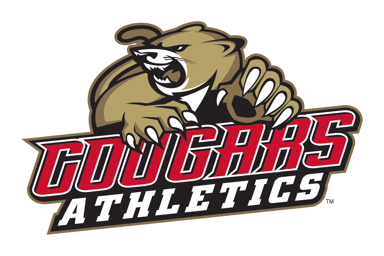 Cougars Athletics wordmark with head, color variant, cell 92