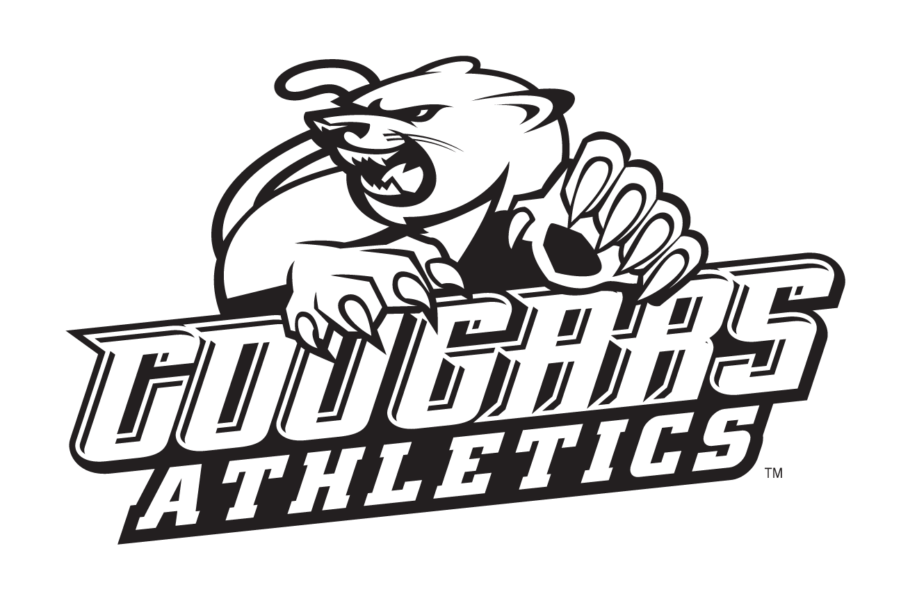 Cougars Athletics wordmark with head, black/white variant, cell 94