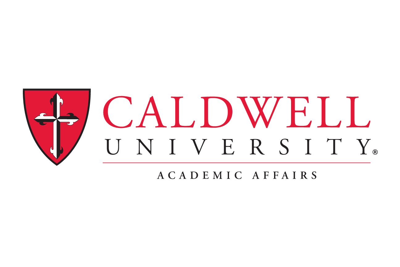 Caldwell University logo with Academic Affairs, red/black on white variant, cell 98