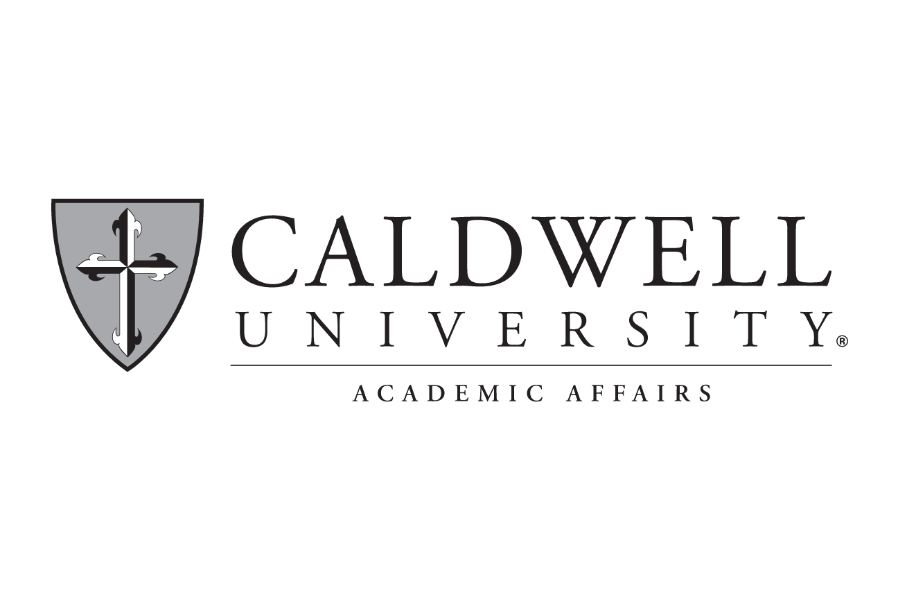 Caldwell University logo with Academic Affairs, grey/black on white variant, cell 100
