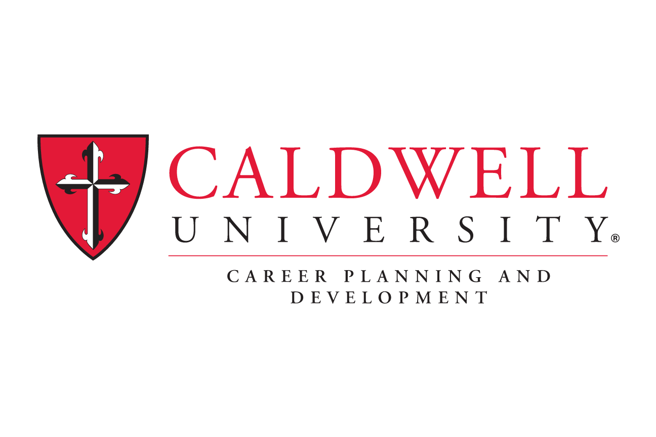 Caldwell University logo with Career Planning and Development, red/black on white variant, cell 122