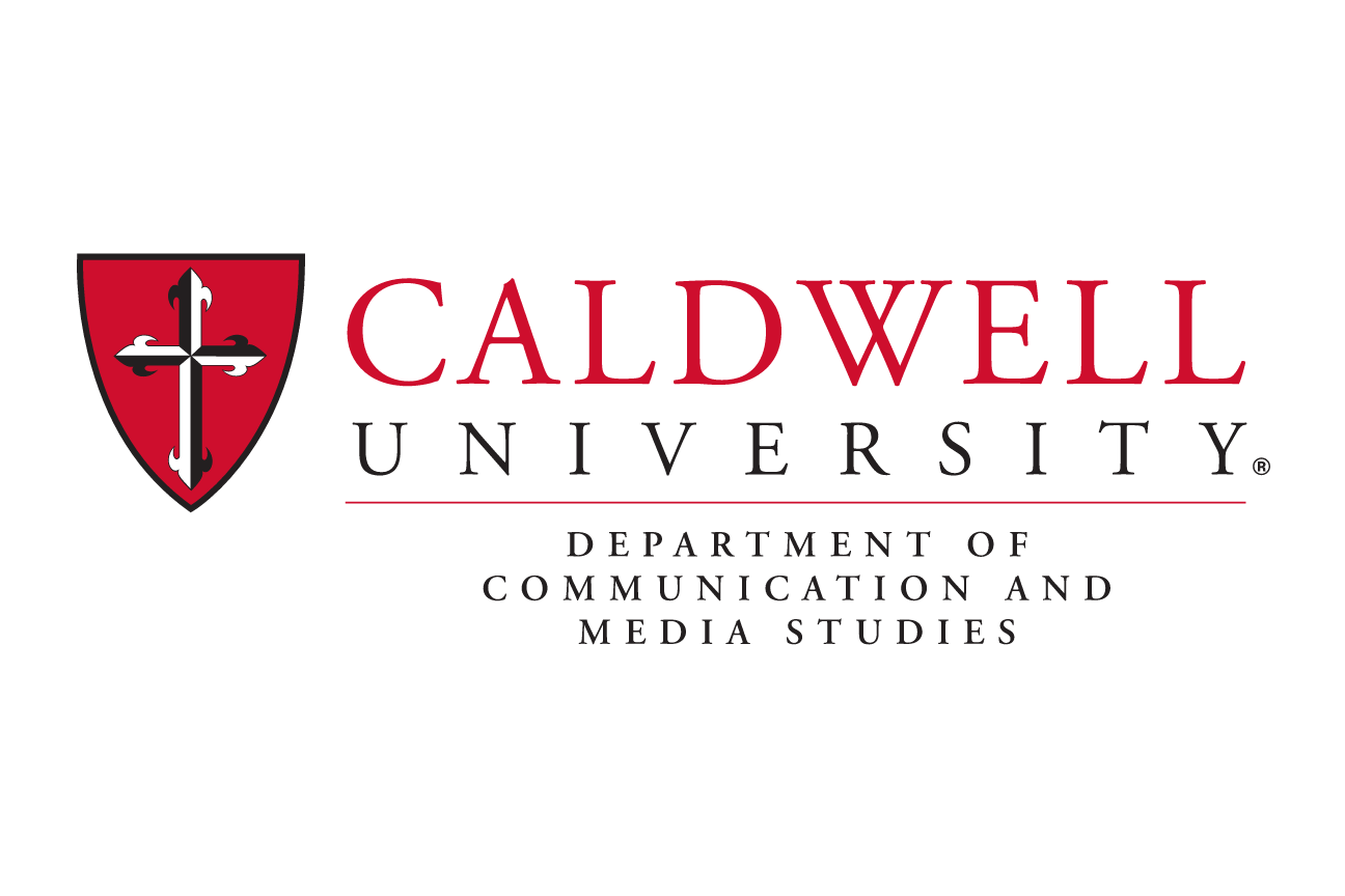 Caldwell University Communication and Media Studies logo, red/black on white variant, cell 138