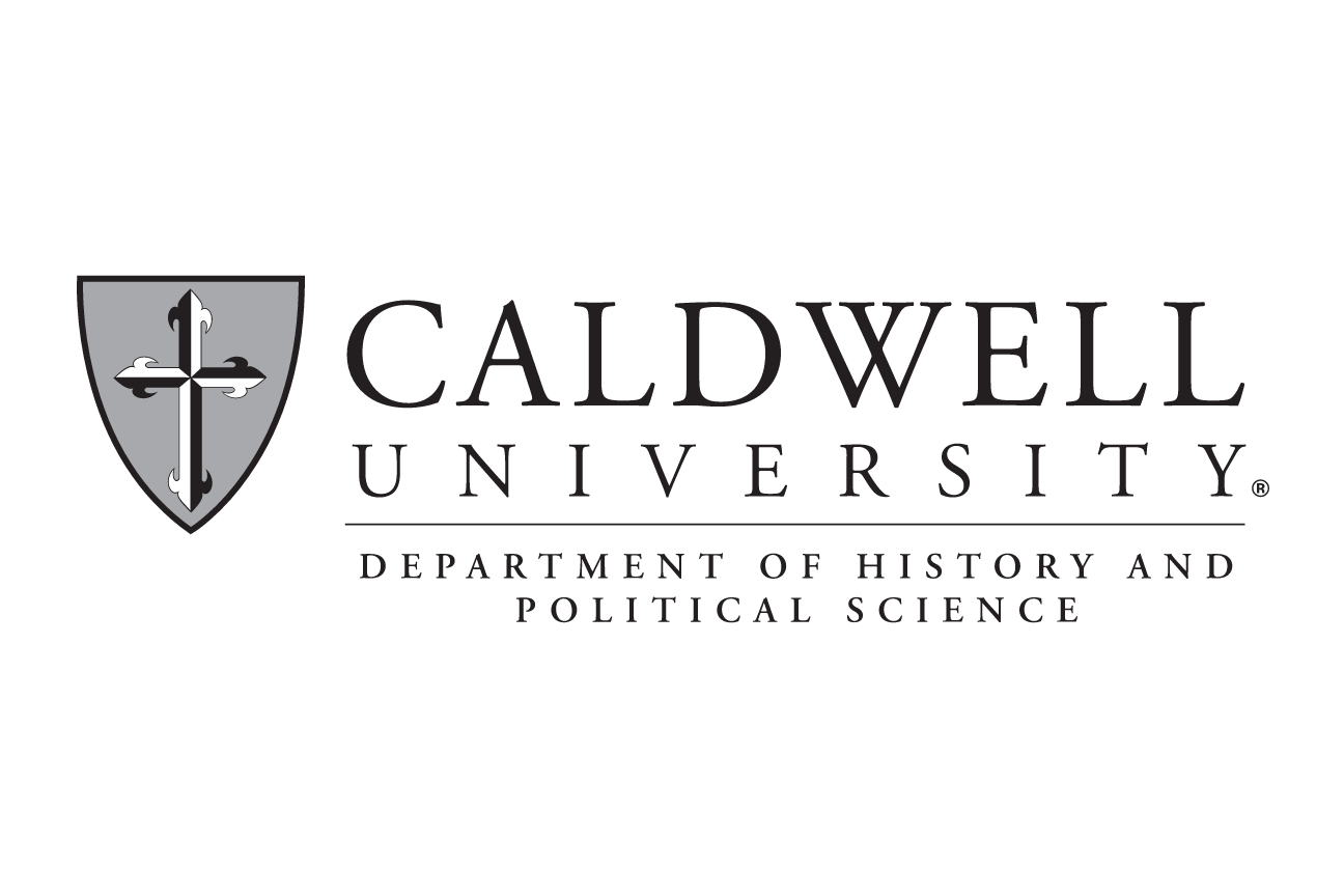 Caldwell University History and Political Science logo, grey/black on white variant, cell 154