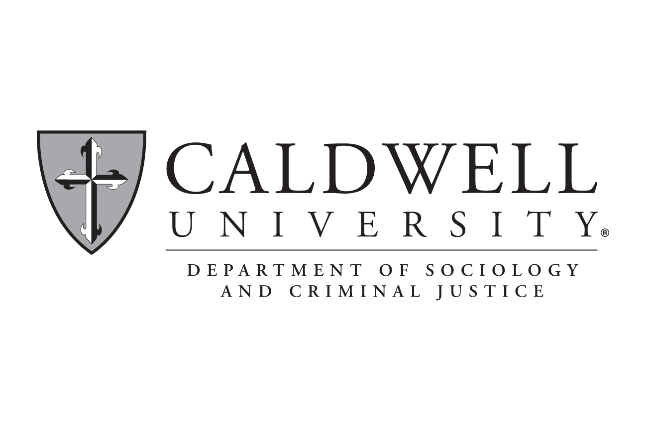 Caldwell University Sociology and Criminal Justice logo, grey/black on white variant, cell 178