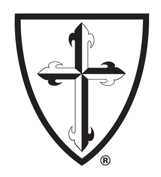 Caldwell University institutional shield, gold and gray variant, cell 8