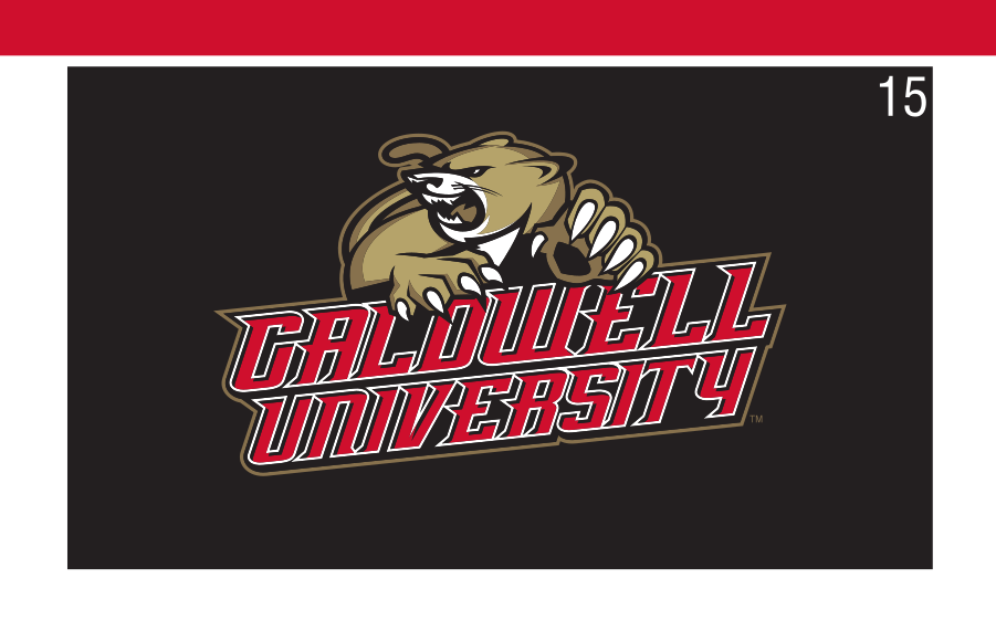 Caldwell University athletic mark, full color with white border reverse variant, cell 15