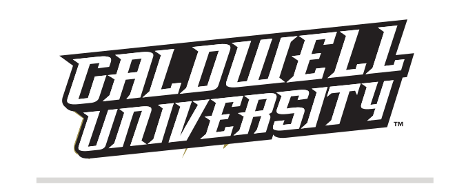 Caldwell University wordmark, italic 1-color variant, cell 50