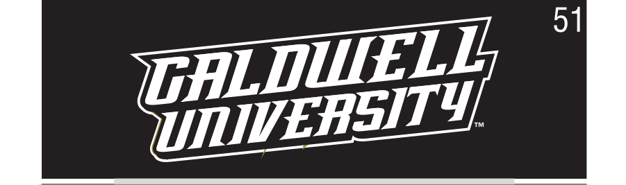 Caldwell University wordmark, italic 1-color reverse variant, cell 51