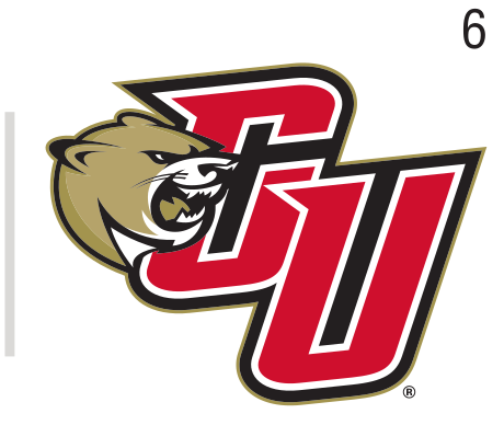 CU lettermark with cougar head, red/black with drop shadow, head left variant, cell 66