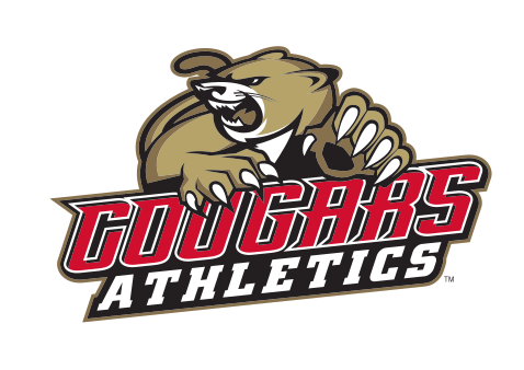 Cougars Athletics wordmark with head, color variant, cell 92