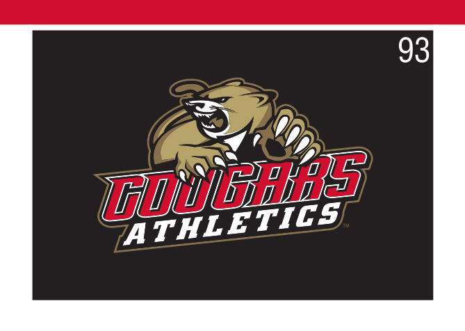 Cougars Athletics wordmark with head, color on dark variant, cell 93