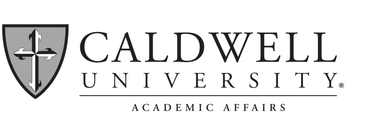 Caldwell University logo with Academic Affairs, grey/black on white variant, cell 100