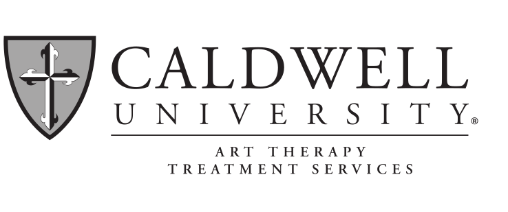 Caldwell University logo with Art Therapy Treatment Services, grey/black on white variant, cell 106