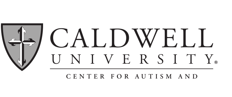 Caldwell University logo with Center for Autism and Applied Behavior Analysis, grey/black on white variant, cell 130