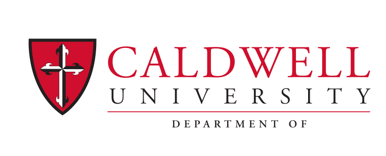 Caldwell University logo with Department of Applied Behavior Analysis, red/black on white variant, cell 132