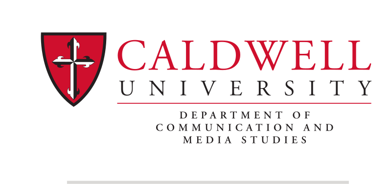 Caldwell University Communication and Media Studies logo, red/black on white variant, cell 138