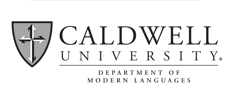 Caldwell University Modern Languages logo, grey/black on white variant, cell 166