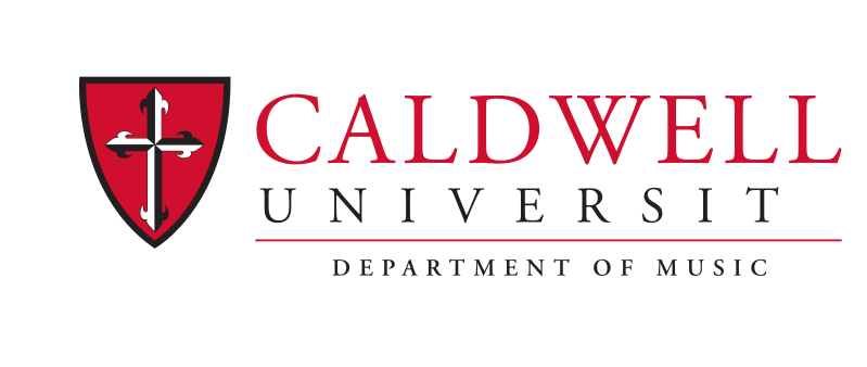 Caldwell University Music logo, red/black on white variant, cell 168