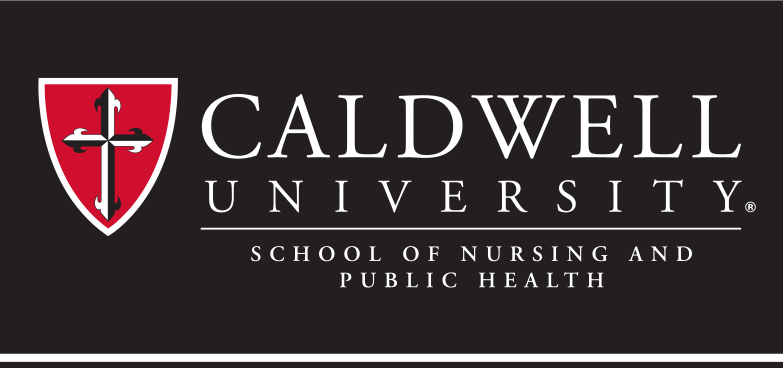 Caldwell University School of Nursing and Public Health logo, full color on black variant, cell 229
