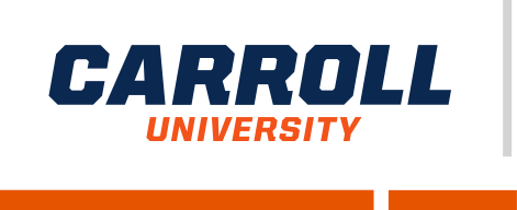 Carroll University wordmark, blue variant, cell 71
