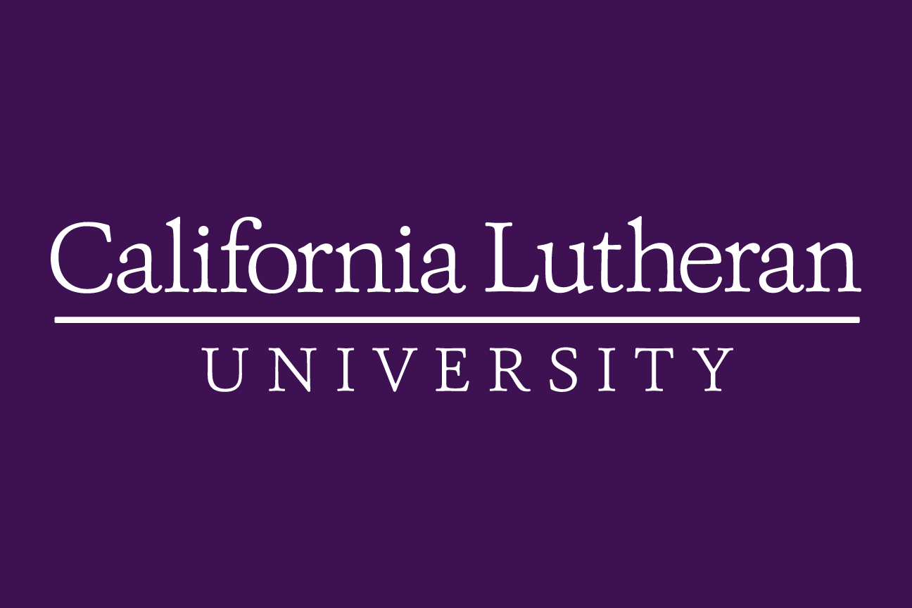 California Lutheran University wordmark, white on purple variant, cell 6
