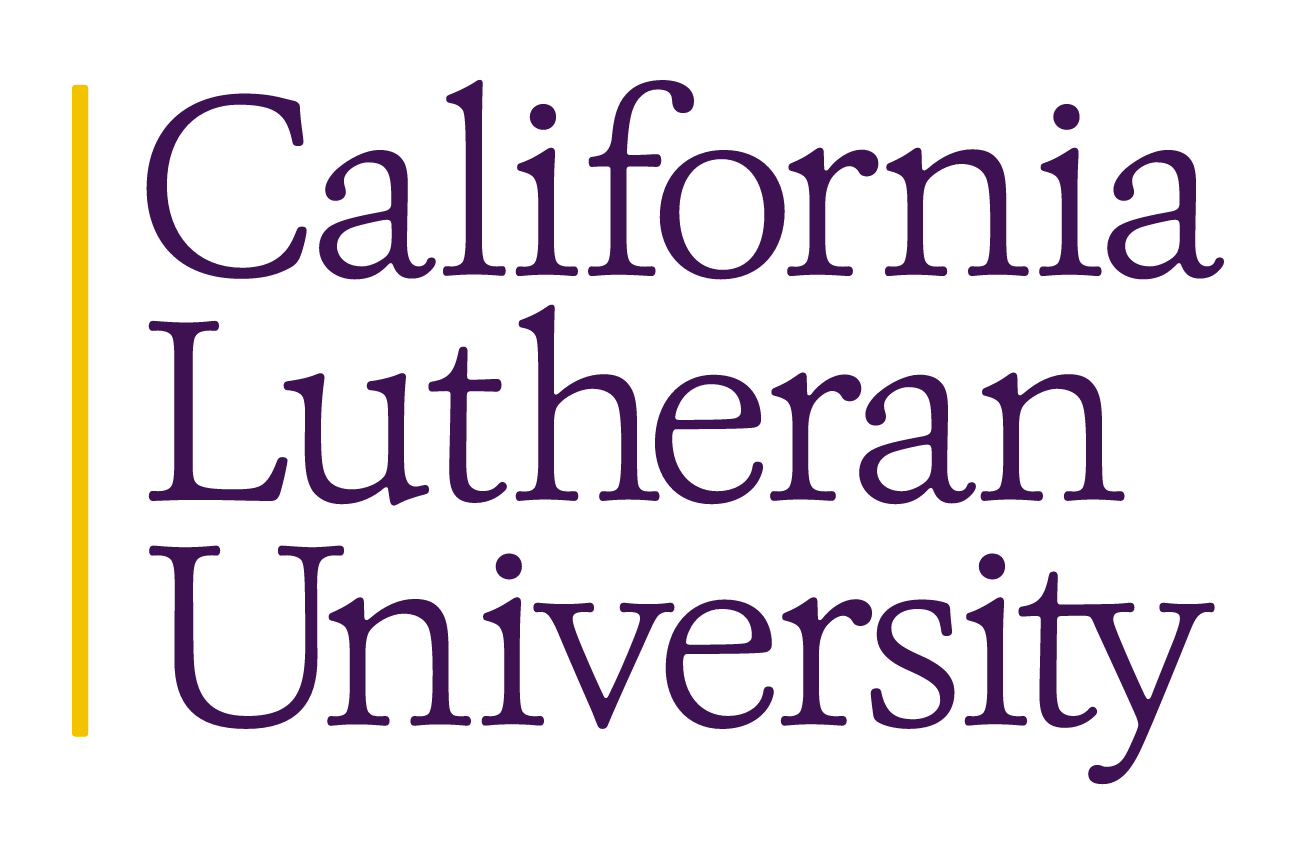 California Lutheran University stacked wordmark, purple/yellow variant, cell 13