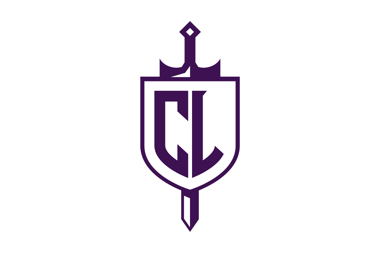 CL monogram with sword and crown, purple/white variant, cell 24