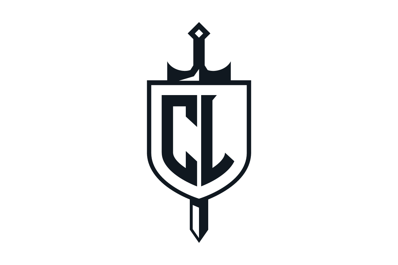 CL monogram with sword and crown, black/white variant, cell 26