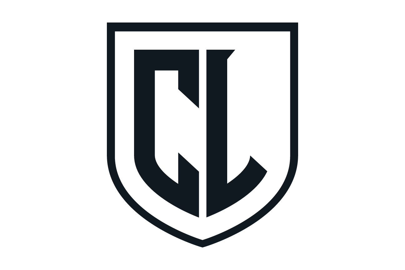 CL monogram in shield, black/white variant, cell 38